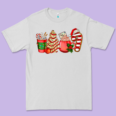 Christmas Tree Cake And Coffee Cups Ado Premium Tee Designed By Adodesignshop
