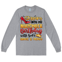 Heather Grey stepping into my november birthday Long Sleeve Tee - MaliasSmallBusiness