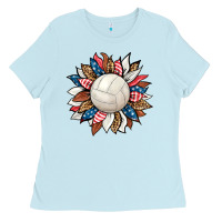 Baby Blue volleyball sunflower Ladies Tee - HRA Design Shop