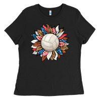 Black volleyball sunflower Ladies Tee - HRA Design Shop