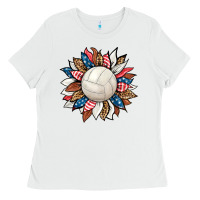 White volleyball sunflower Ladies Tee - HRA Design Shop