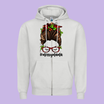 Christmas Merry Mama Zipper Hoodie Designed By Jasminsmagicworld