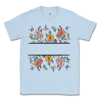 Dusty Blue wildflower your text here Classic Tee - MaliasSmallBusiness
