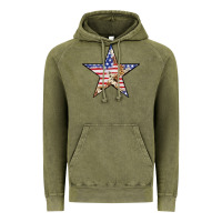 Vintage Olive American Flag Star Vintage Hoodie - LillyAllenDesigns