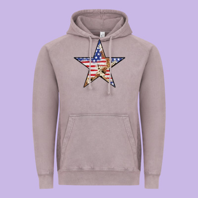 American Flag Star Vintage Hoodie Designed By Lillyallendesigns
