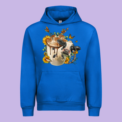 Black And White Cow Coffee Cup Urban Hoodie Designed By Fadigitalartstudio