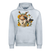 Heather Grey Black And White Cow Coffee cup Urban Hoodie - FaDigitalArtStudio