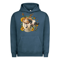 Pigment Midnight Navy Black And White Cow Coffee cup Urban Hoodie - FaDigitalArtStudio