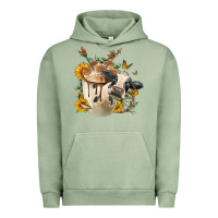 Pigment Oil Green Black And White Cow Coffee cup Urban Hoodie - FaDigitalArtStudio