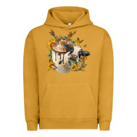 Pigment Peanut Butter Black And White Cow Coffee cup Urban Hoodie - FaDigitalArtStudio