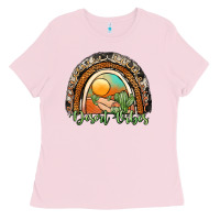 Bubblegum Pink desert vibes rainbow Ladies Tee - JahusDesignShop