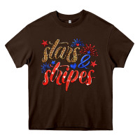 Chocolate Brown stars and stripes Heavy Core Tee - HRA Design Shop