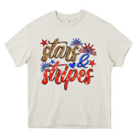 Cream stars and stripes Heavy Core Tee - HRA Design Shop