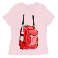 Bubblegum Pink red bat backpack fa element Ladies Tee - FaDigitalArtStudio