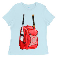 Baby Blue red bat backpack fa element Ladies Tee - FaDigitalArtStudio