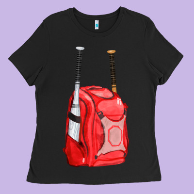 Red Bat Backpack Fa Element Ladies Tee Designed By Fadigitalartstudio