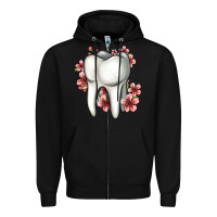 Black floral tooth Zipper Hoodie - Jasminsmagicworld