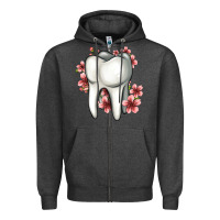 Charcoal Heather floral tooth Zipper Hoodie - Jasminsmagicworld