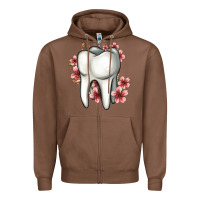 Chestnut floral tooth Zipper Hoodie - Jasminsmagicworld