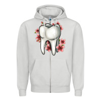Dove Grey floral tooth Zipper Hoodie - Jasminsmagicworld