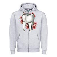 Heather Grey floral tooth Zipper Hoodie - Jasminsmagicworld