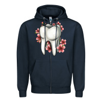 Navy floral tooth Zipper Hoodie - Jasminsmagicworld