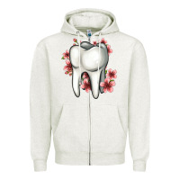 Oatmeal Heather floral tooth Zipper Hoodie - Jasminsmagicworld
