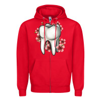 Red floral tooth Zipper Hoodie - Jasminsmagicworld
