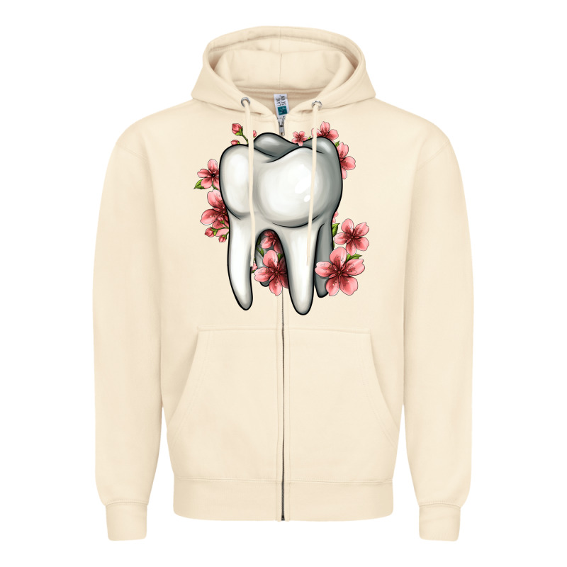 Floral Tooth Zipper Hoodie by Jasminsmagicworld | Teevron