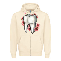 Sandshell floral tooth Zipper Hoodie - Jasminsmagicworld
