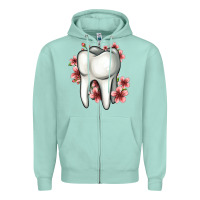 Seafoam floral tooth Zipper Hoodie - Jasminsmagicworld