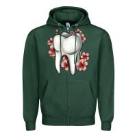 Sports Green floral tooth Zipper Hoodie - Jasminsmagicworld
