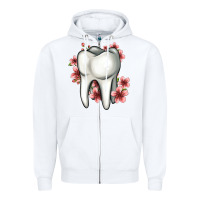 White floral tooth Zipper Hoodie - Jasminsmagicworld