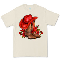 Bone valentines day cowboy boots red  and roses Premium Tee - AdoDesignShop