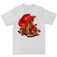 Dove Grey valentines day cowboy boots red  and roses Premium Tee - AdoDesignShop