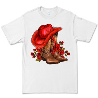 White valentines day cowboy boots red  and roses Premium Tee - AdoDesignShop