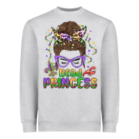 Heather Grey bead princess messy bun mardi gras Heavyweight Sweatshirt - MaliasSmallBusiness
