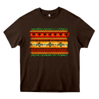 Chocolate Brown bullskull thunderbird aztec pattern warm colors Heavy Core Tee - BarkalooDesign