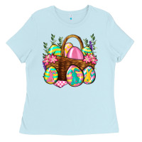 Baby Blue Easter eggs with basket Easter Day Ladies Tee - Neo Western