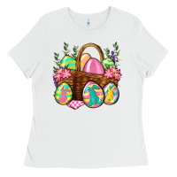 White Easter eggs with basket Easter Day Ladies Tee - Neo Western