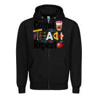 Black coffee teach repeat Zipper Hoodie - BarkalooDesign