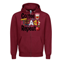 Burgundy coffee teach repeat Zipper Hoodie - BarkalooDesign