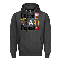 Charcoal Heather coffee teach repeat Zipper Hoodie - BarkalooDesign
