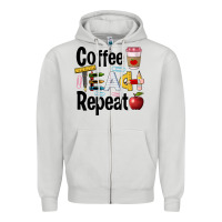 Coffee Teach Repeat Zipper Hoodie | Teevron