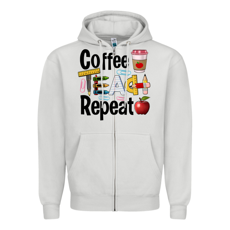 Coffee Teach Repeat Zipper Hoodie by BarkalooDesign | Teevron