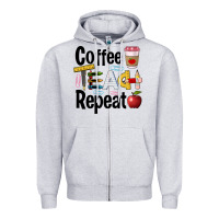 Heather Grey coffee teach repeat Zipper Hoodie - BarkalooDesign