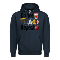Navy coffee teach repeat Zipper Hoodie - BarkalooDesign