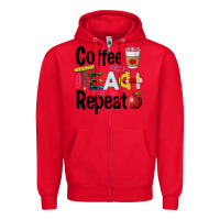 Red coffee teach repeat Zipper Hoodie - BarkalooDesign