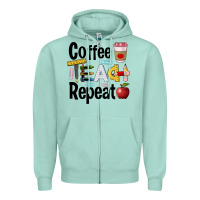 Seafoam coffee teach repeat Zipper Hoodie - BarkalooDesign