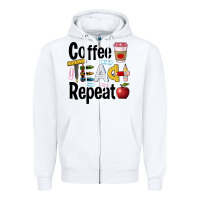 White coffee teach repeat Zipper Hoodie - BarkalooDesign